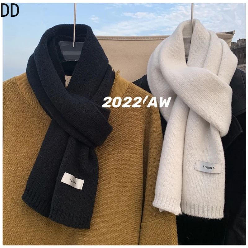 Wool Scarf Men - Simples chique sólido macio cachecol outono