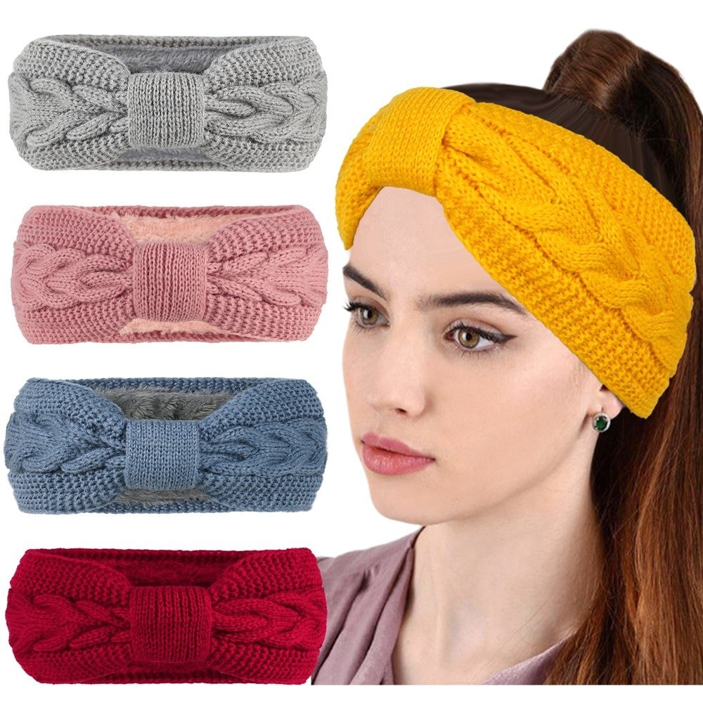 Winter Headband Fleece - Inverno de malha feminina headbands engrossar