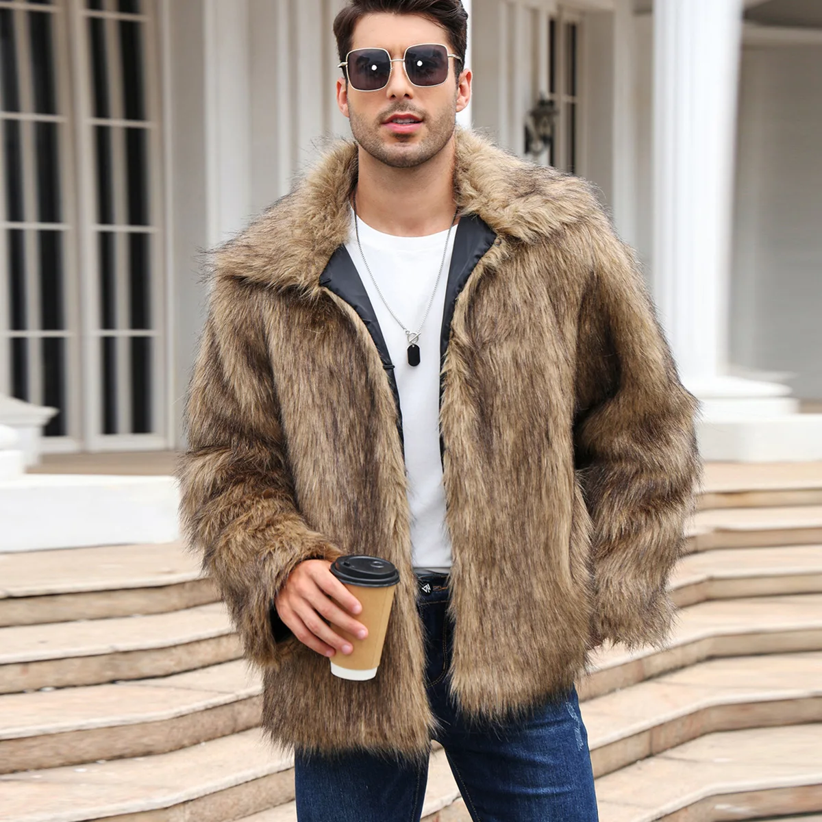 Down Jacket Packable - Homens jaqueta de pele de raposa